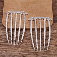 Alloy Hair Comb Findings, with Loops, Silver, 72x48mm(OHAR-PW0001-426S)