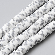Handmade Polymer Clay Beads Strands, for DIY Jewelry Crafts Supplies, Heishi Beads, Disc/Flat Round, White, 6x0.5~1mm, Hole: 1.8mm, about 320~447pcs/strand, 15.75 inch~16.14 inch(40~41cm)(X-CLAY-N008-010E)
