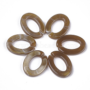 Acrylic Linking Rings, Quick Link Connectors, For Jewelry Chains Making, Imitation Gemstone Style, Oval, Camel, 24.5x18.5x4mm, Hole: 14.5x9mm, about: 440pcs/500g(OACR-S021-27H)