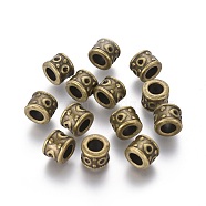 Large Hole Beads, Alloy European Beads, Antique Bronze, Lead Free and Cadmium Free & Nickel Free, Column, 9x7mm, Hole: 4mm(X-MLF11530Y-NF)