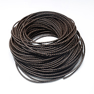 Leather Braided Cord, Coconut Brown, 3mm, about 54.68 yards(50m)/bundle(WL-Q005-3mm-12)