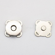 Alloy Magnetic Buttons Snap Magnet Fastener, Flower, for Cloth & Purse Makings, Platinum, 18mm 2pcs/set(PURS-PW0005-066B-P)