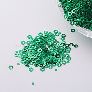 Ornament Accessories Plastic Paillette/Sequins Beads, Ring, Green, 2x0.1mm, Hole: 0.8mm(PVC-E001-06-YD02)