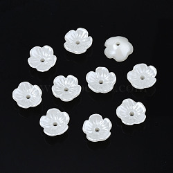 ABS Plastic Imitation Pearl Flower Bead Caps, 5-Petal, Creamy White, 11x10.5x4mm, Hole: 1.5mm(KY-T023-034)
