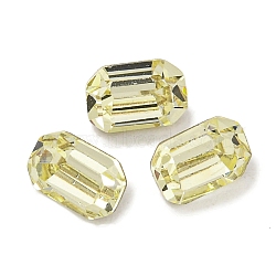 Glass Rhinestone Cabochons, Flat Back & Back Plated, Faceted, Recctangle, Jonquil, 6x4x3mm(RGLA-L029-18A-213)