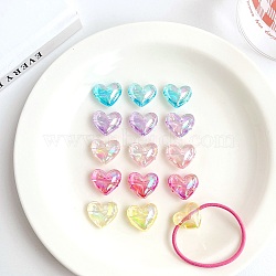 Transparent Acrylic Beads, AB Color, Heart, Mixed Color, 14.9x17.3x8.6mm, Hole: 2mm, about 410pcs/500g(TACR-F008-02)