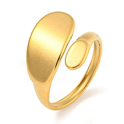 Ion Plating(IP) 304 Stainless Steel Oval Open Cuff Ring for Women, Real 18K Gold Plated, Inner Diameter: 17mm(RJEW-A043-33G)