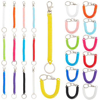 26Pcs 13 Colors Plastic Spring Rope for Mobile Phone Bag Accessories, Retractable Anti-Lost Rope Safety Keychain with Alloy Clasps, Mixed Color, 17x1.1cm, 2pcs/color