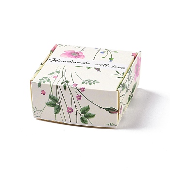 Square Paper Gift Boxes, Folding Box for Gift Wrapping, Floral Pattern, 5.6x5.6x2.55cm