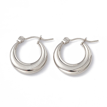 201 Stainless Steel Hoop Earrings with 304 Stainless Steel Pins for Women, Stainless Steel Color, 19x17.5x3.2mm, Pin: 0.7~0.8mm
