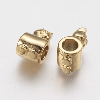 Ion Plating(IP) 304 Stainless Steel European Beads, Large Hole Beads, Bear, Golden, 16x8x8mm, Hole: 5mm