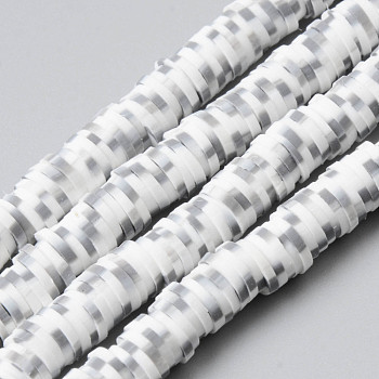Handmade Polymer Clay Beads Strands, for DIY Jewelry Crafts Supplies, Heishi Beads, Disc/Flat Round, White, 6x0.5~1mm, Hole: 1.8mm, about 320~447pcs/strand, 15.75 inch~16.14 inch(40~41cm)