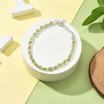 Natural Prehnite Beads Bracelets for Women, with Silver Alloy Lobster Claw Clasps & Iron Chains & Glass Seed, 6-5/8~7-1/2 inch(16.7~19cm)