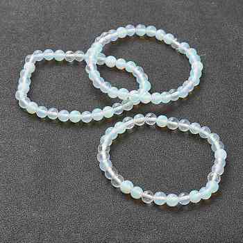 Opalite Beaded Stretch Bracelets, Round, Beads: 6~6.5mm, Inner Diameter: 2-1/4 inch(5.55cm)
