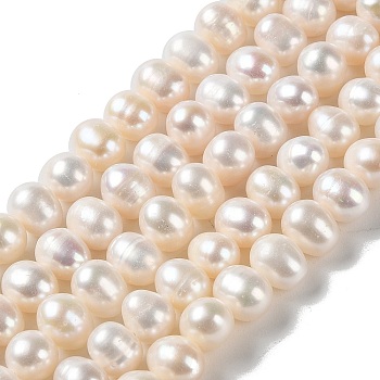 Natural Cultured Freshwater Pearl Beads Strands, Potato, Grade 3A++, PapayaWhip, 8~9x7~8mm, Hole: 0.7mm, about 49pcs/strand, 14.21''(36.1cm)