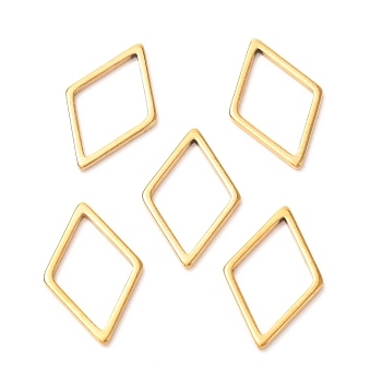 201 Stainless Steel Linking Rings, Rhombus, Golden, 15.5x10x1mm