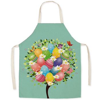 Cute Easter Egg Pattern Polyester Sleeveless Apron, with Double Shoulder Belt, for Household Cleaning Cooking, Colorful, 470x380mm