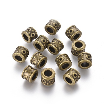 Large Hole Beads, Alloy European Beads, Antique Bronze, Lead Free and Cadmium Free & Nickel Free, Column, 9x7mm, Hole: 4mm