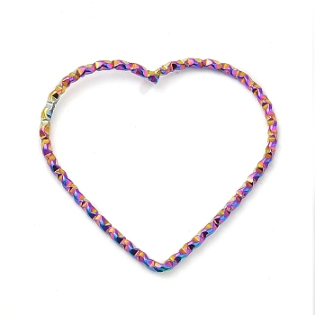 304 Stainless Steel Linking Rings, Textured, Heart, Rainbow Color, 24x26x1mm, Inner Diameter: 21x24mm
