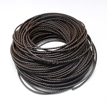 Leather Braided Cord, Coconut Brown, 3mm, about 54.68 yards(50m)/bundle