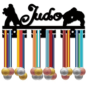 Word Judo Acrylic Medal Holder, Medals Display Hanger Rack, with Standoff Pins, Medal Holder Frame, Sports Themed Pattern, 119x290x10mm, Hole: 8mm