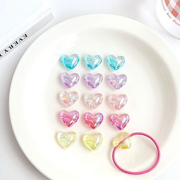 Transparent Acrylic Beads, AB Color, Heart, Mixed Color, 14.9x17.3x8.6mm, Hole: 2mm, about 410pcs/500g