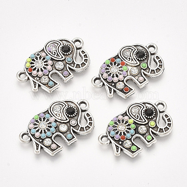 Antique Silver Colorful Elephant Alloy+Resin