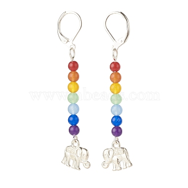 Natural Malaysia Jade with Alloy Elephant Long Dangle Leverback Earrings(EJEW-JE04910-05)-2