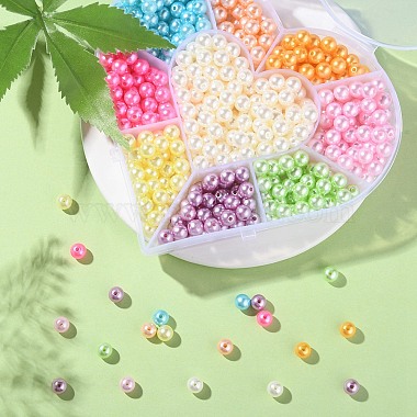 9 Style Spray Painted ABS Plastic Imitation Pearl Beads(OACR-YW0001-42)-6