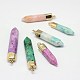 Natural Dyed Crystal Pencil Pointed Pendants(G-L044-05)-1