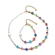 Bracelet et collier en perles de mauvais œil en cristal de quartz naturel et résine(SJEW-JS01253)-1