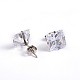 Square Cubic Zirconia Stud Earrings(X-EJEW-H306-09P-3mm)-1