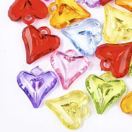Transparent Acrylic Pendants, Faceted, Heart, Mixed Color, 27x25.5x7.5mm, Hole: 2.5x4mm(X-TACR-S133-038)