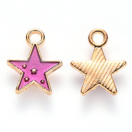 Alloy Enamel Charms, Star, Light Gold, Orchid, 12x10x2mm, Hole: 1.6mm(ENAM-S121-028)