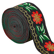 Ethnic Style Polyester Ribbon, Garment Accessories, Grass Pattern, 2 inch(50mm), about 7.66 Yards(7m)/roll, 1 roll/bag(OCOR-GF0002-04A)