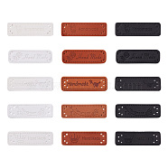 Mega Pet 60Pcs 15 Style Imitation Leather Labels, Handmade Embossed Tag, with Holes, Rectangle with Word Handmade Pattern, Mixed Color, 16x51x1.5mm, Hole: 1.2mm, 4pcs/style(DIY-MP0001-04)