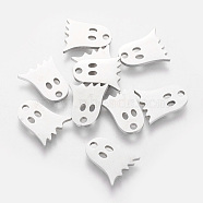 201 Stainless Steel Charms, Halloween, Ghost, Stainless Steel Color, 11.8x10.1mm(STAS-S105-T218)