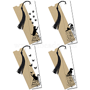 4 Sets Acrylic Bookmark Pendants for Teachers' Day, Rectangle, with Paper Bags and Polyester Tassel Decorations, Black, Bookmark: 120x28mm, 4 styles, 1pc/style, 4pcs/set(DIY-GL0004-26D)