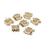 Yellow Gold Filled Box Clasps, 2-Strand, 4-Holes, 1/20 14K Gold Filled, Cadmium Free & Nickel Free & Lead Free, Rectangle, 11.5x10x3.5mm, Hole: 1.5mm(KK-L183-010G)