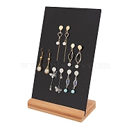 Acrylic Earring Displays, with Wood Pedestal, Rectangle, Black, 15x7x2cm(EDIS-WH0009-06A)