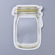Reusable Mason Jar Shape Zipper Sealed Bags, Fresh Airtight Seal Food Storage Bags, for Nuts Candy Cookies, Yellow, 15.1x10.7cm(OPP-Z001-02-A)