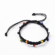Waxed Polyester Cord Braided Bead Bracelets, with Opaque Colours Glass Seed Beads, Black, 2-1/8 inch~3-7/8 inch(5.5~10cm)(BJEW-JB04792-01)