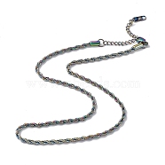 Ion Plating(IP) 304 Stainless Steel Rope Chain Necklace for Men Women, Rainbow Color, 15.98 inch(40.6cm)(NJEW-K245-023C)