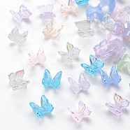 Transparent Resin Cabochons, AB Color Plated, Butterfly, Mixed Color, 7x6.5x3.5mm(CRES-Q216-026)