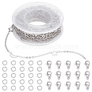 DIY Chain Necklaces Making Kits, Including 304 Stainless Steel Cable Chains & Lobster Claw Clasps & Open Jump Rings, Stainless Steel Color(DIY-SC0020-80)