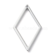 Rack Plating Alloy Pendants, Rhombus, Platinum, 33x18.5x1.5mm, Hole: 0.8mm(PALLOY-K023-03P)