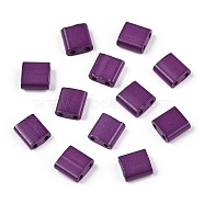 2-Hole Baking Paint Glass Seed Beads, Rectangle, Purple, 5x4.5~5.5x2~2.5mm, Hole: 0.5~0.8mm(SEED-S023-17C-36)
