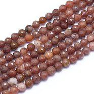 Natural Strawberry Quartz Beads Strands, Round, Faceted(128 Facets), 6mm, Hole: 0.8mm, about 64pcs/Strand, 15.35 inch(39cm)(G-K310-A08-6mm)