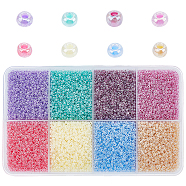 120g 5 Style 12/0 Imitation Jade Glass Seed Beads, Opaque Colours, Round, Mixed Color, 2x1.5mm, Hole: 1mm, 15g/style(SEED-NB0001-87)