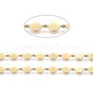 Brass Handmade Link Chains, Long-Lasting Plated, Unwelded, Flat Round, Real 18K Gold Plated, 11x6x0.5mm(X-CHC-G006-03G)